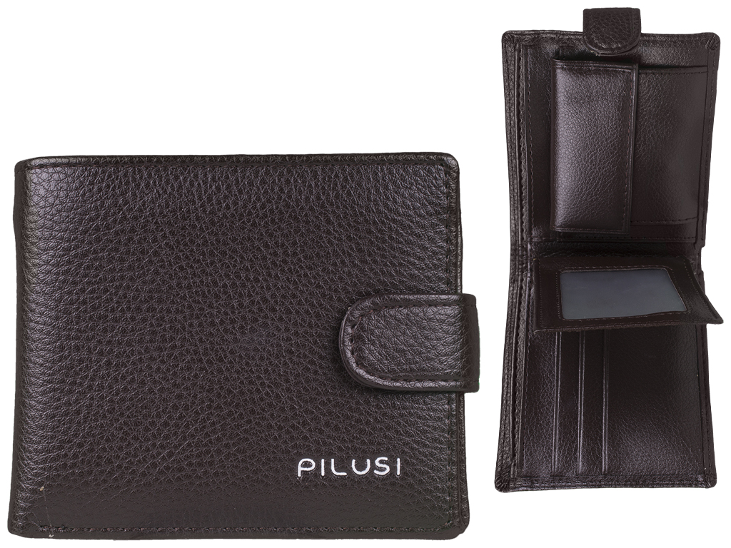Кошелек мужской кожзам. коричневый "Pilusi" 11,5х3х9,5см