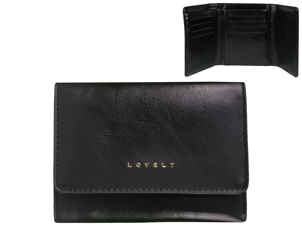 Кошелек женский кожзам. черный Saralyn "Lovely" 13х3х10,5см