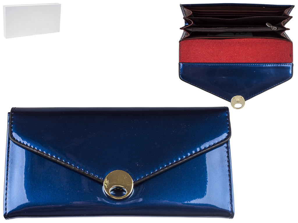 Гаманець жіночий кожзам. лаковий синій 19х3х10см
