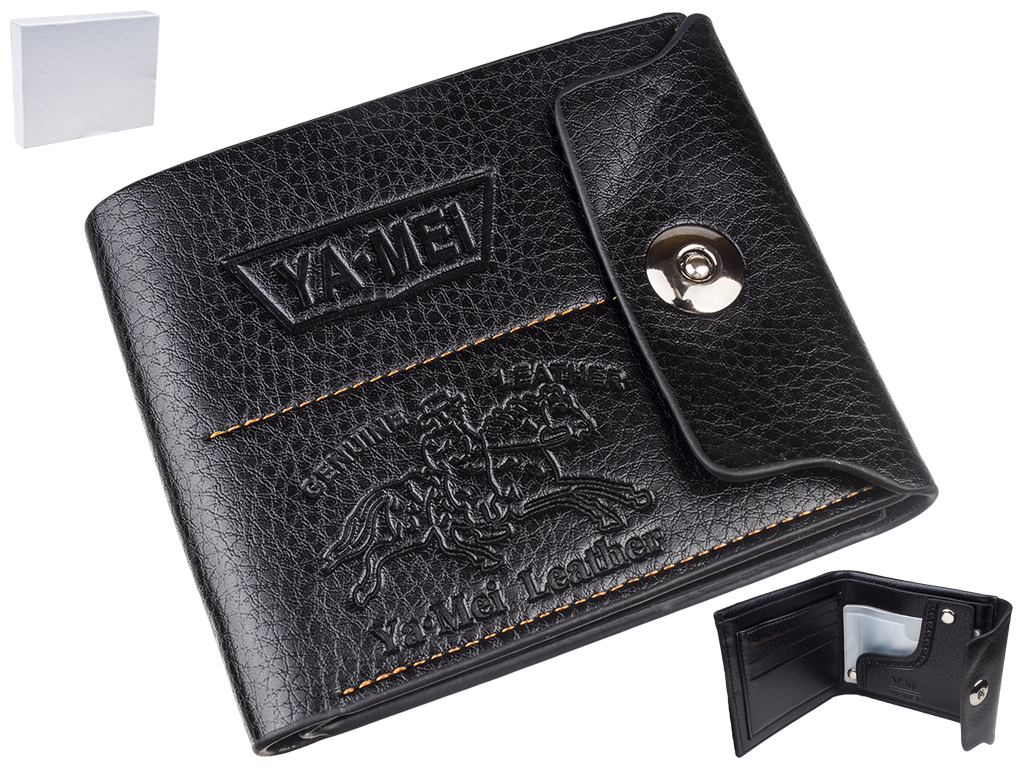 Кошелек мужской кожзам. черный Ya Mei 12х2,5х10см