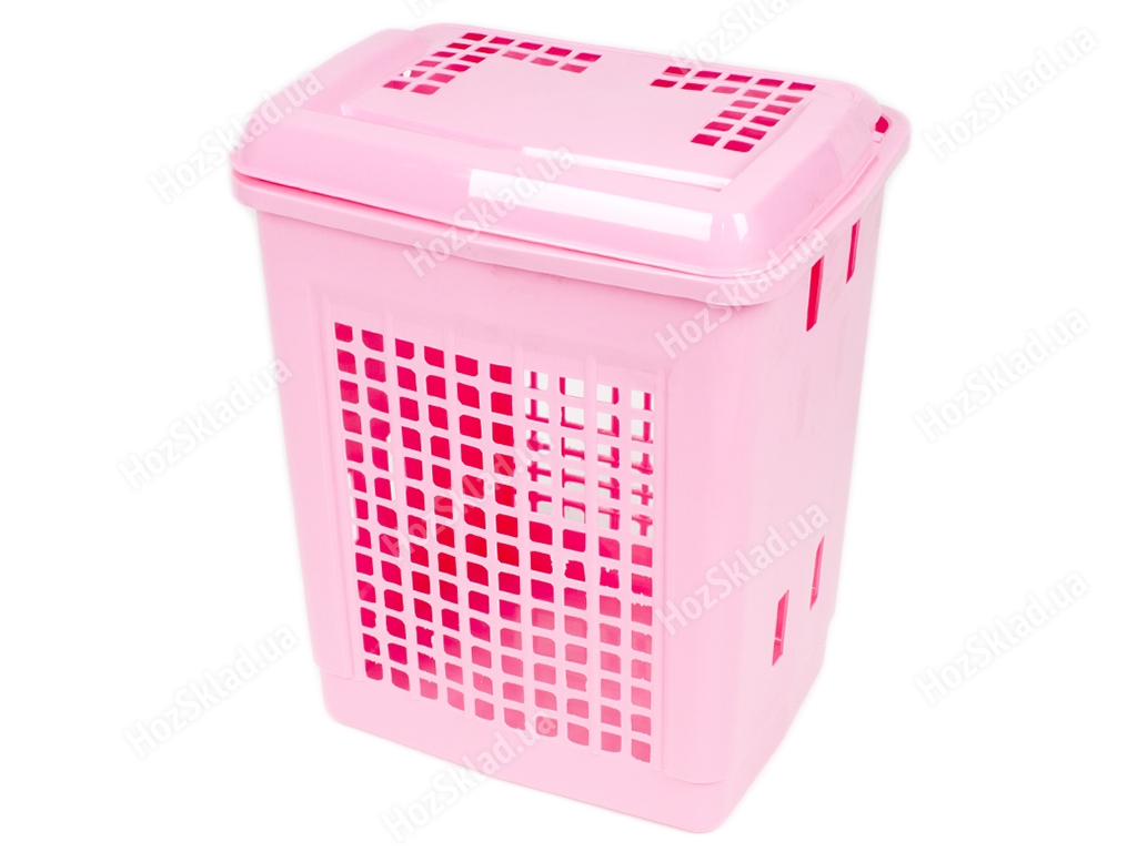 Корзина для белья с крышкой 55л (цвет розовый) Консенсус