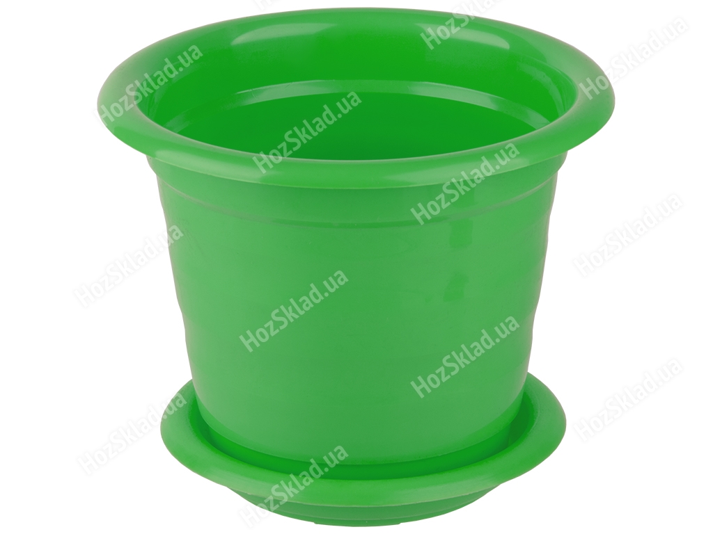 Горщик для квітів з підставкою круглий 140мм 0,7л (колір зелений) Консенсус