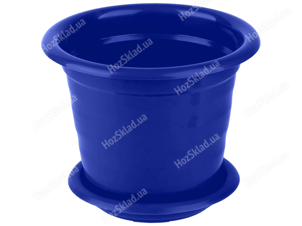Горщик для квітів з підставкою круглий 140мм 0,7л (колір синій) Консенсус