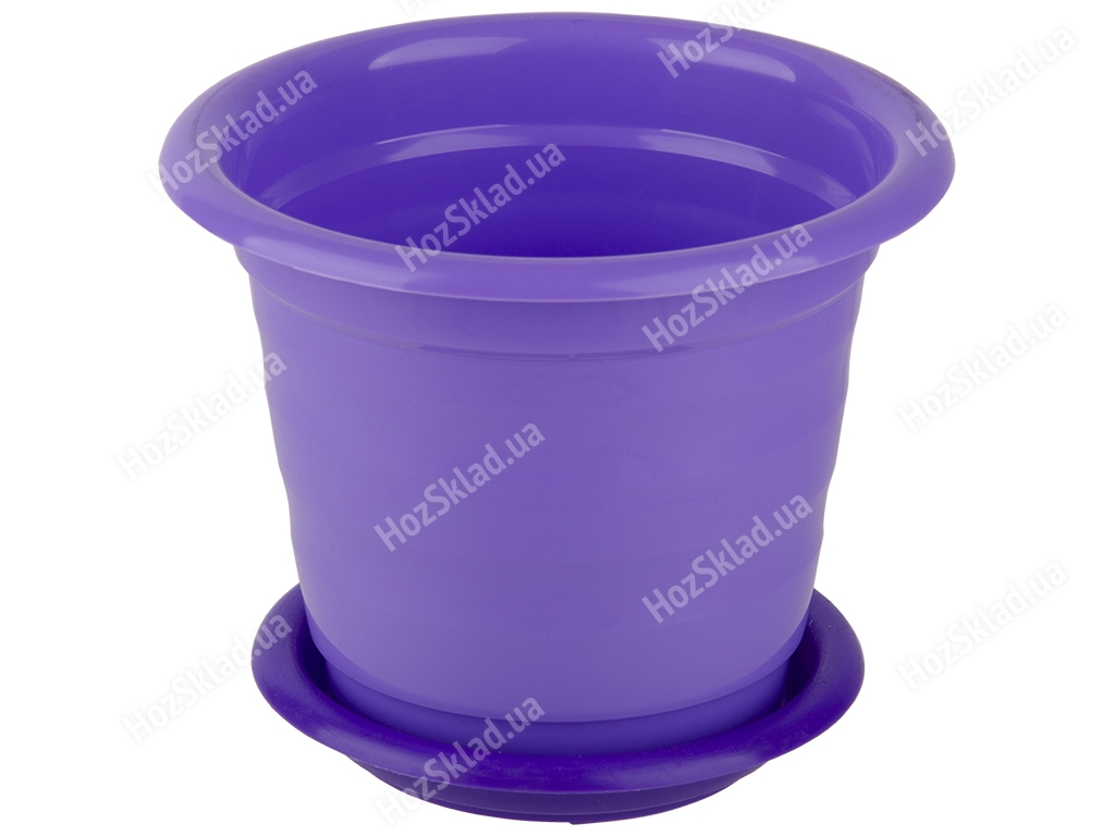 Горщик для квітів з підставкою круглий 140мм 0,7л (колір фіолетовий) Консенсус