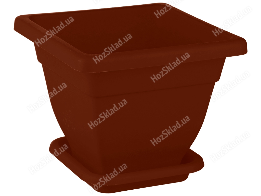 Горшок для цветов квадратный с подставкой №1 200x200мм 3л (цвет коричневый) Консенсус