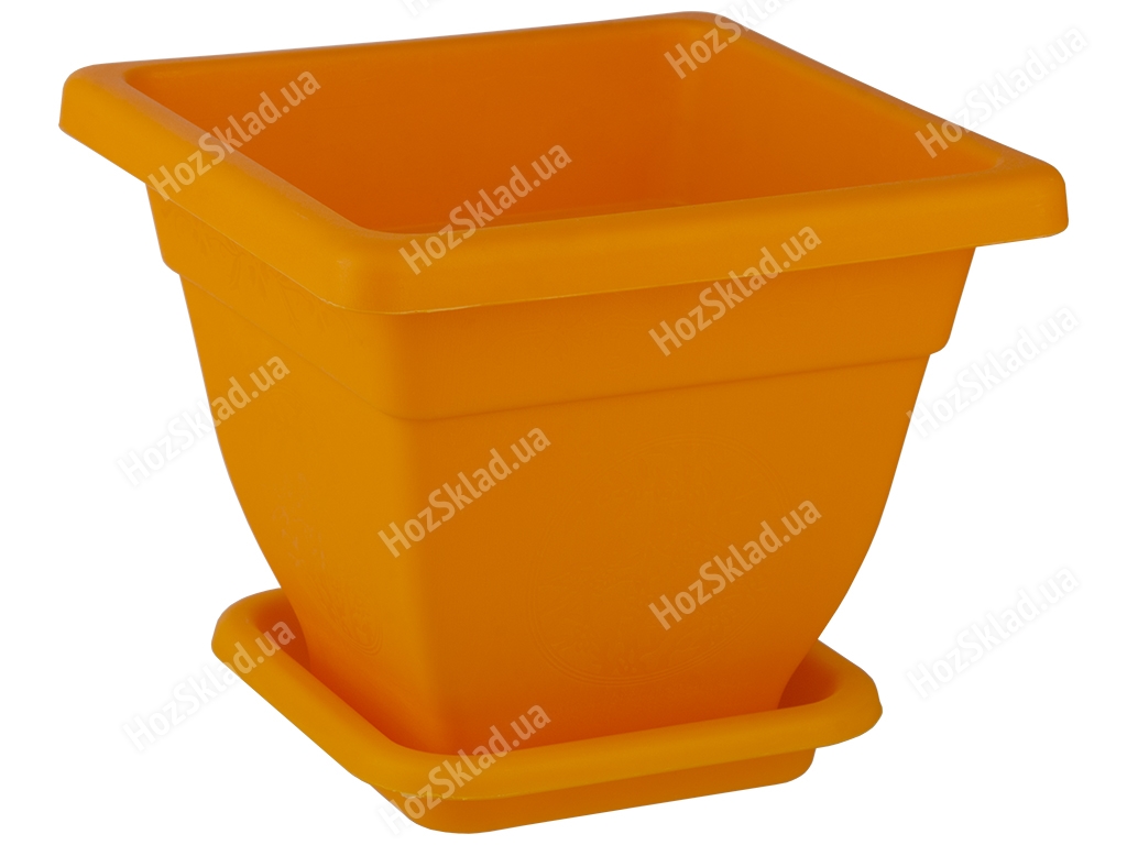 Горшок для цветов квадратный с подставкой №2 250x250мм 6л (цвет желтый) Консенсус