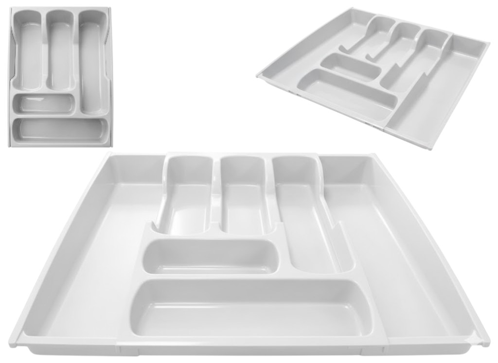 Лоток раздвижной Консенсус, для столовых приборов, пластик, 50×41,5см, цвет белый