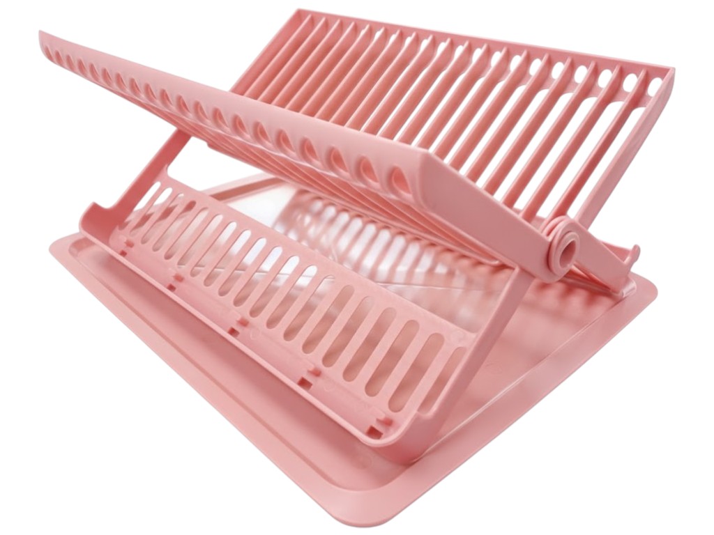 Сушилка для тарелок раскладная Консенсус, пластик, 42×33×18,5см, цвет розовый