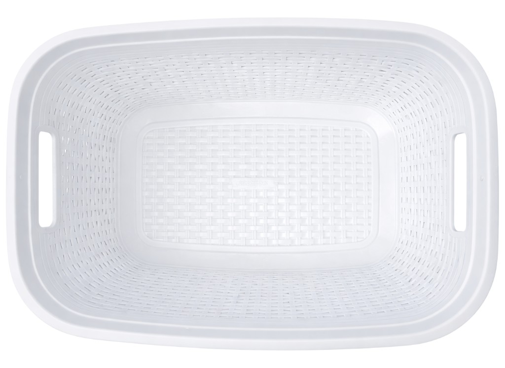 Корзина с рамой Rattan, без крышки, пластик, 40л, 52×36×25см, цвет белый