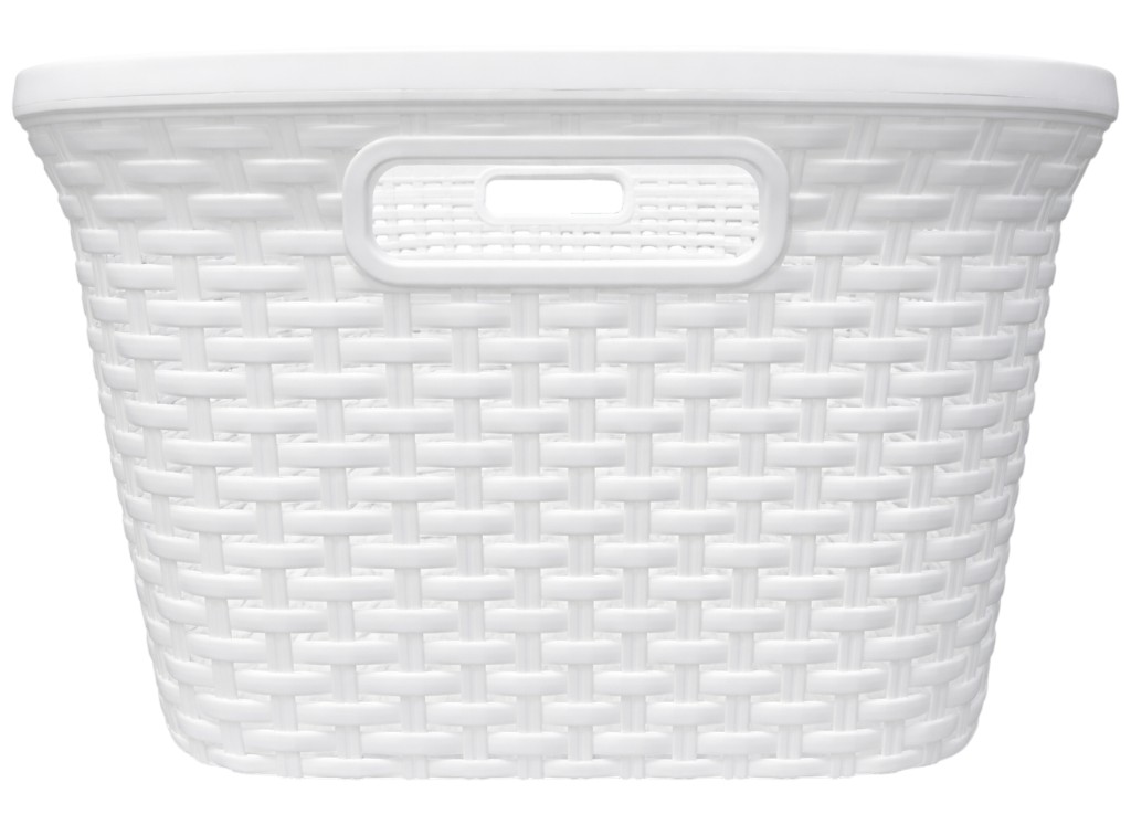 Корзина с рамой Rattan, без крышки, пластик, 40л, 52×36×25см, цвет белый