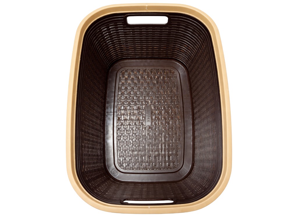 Корзина с рамой Rattan, без крышки, пластик, 40л, 52×36×25см, цвет коричневый