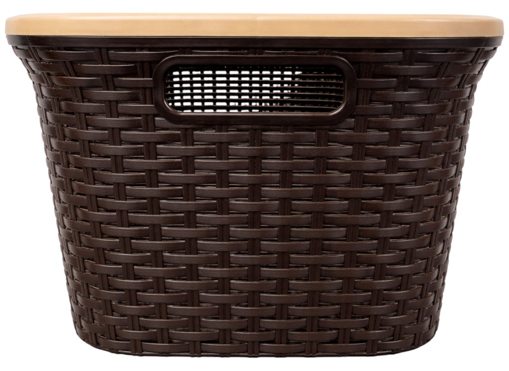 Корзина с рамой Rattan, без крышки, пластик, 40л, 52×36×25см, цвет коричневый
