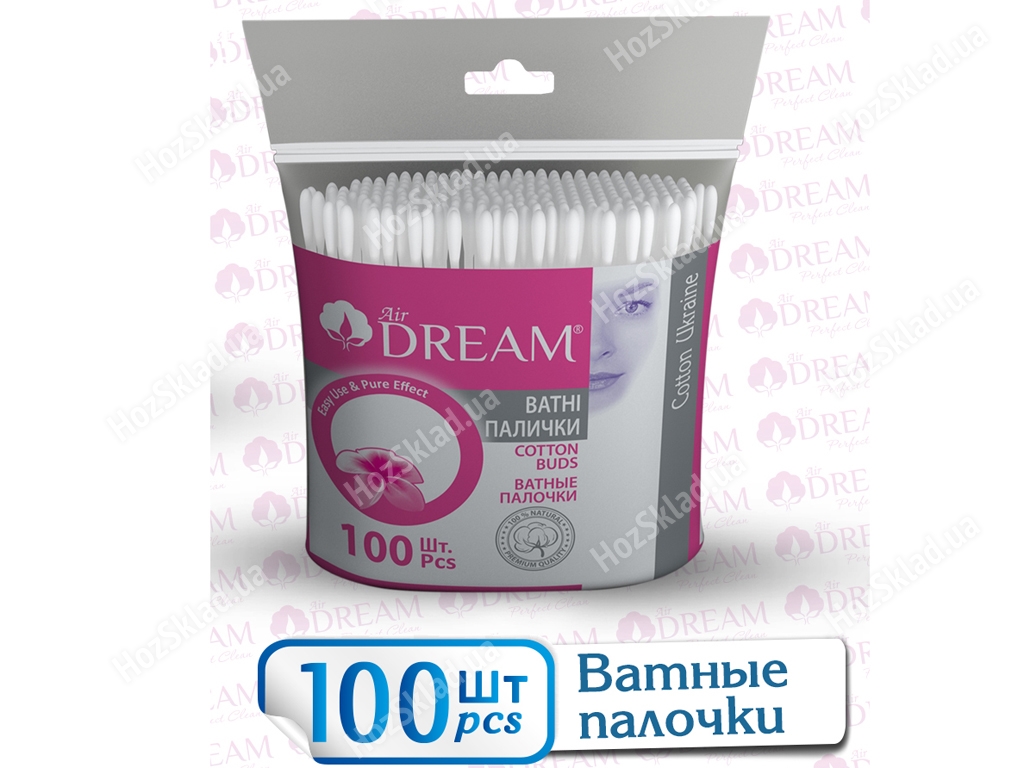 Ватные палочки (пластик) Аir Dream 100шт (в пакете)
