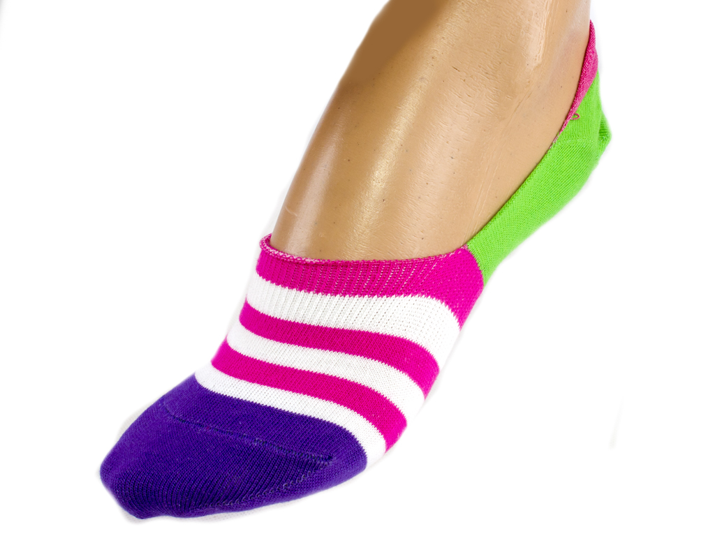 Носки-следы женские тонкие без голени в полосочку 856, р.23 (36-37р.) (цвет малиновый) Дюна