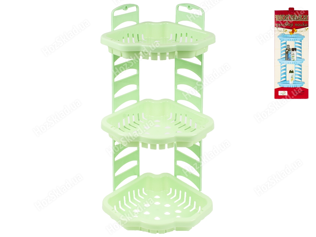 Полка настенная Тюльпан угловая (цвет - салатовый) Efe plastics 25х25х59см
