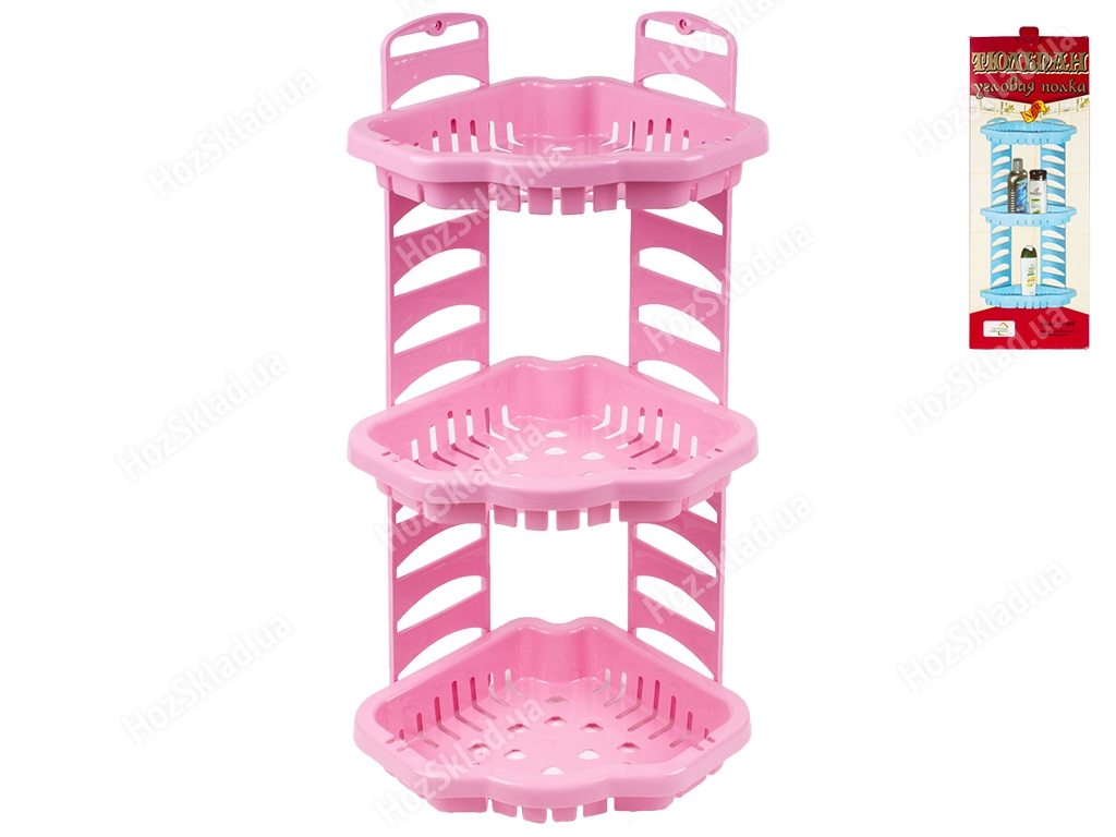 Полка настенная Тюльпан угловая (цвет - розовый) Efe plastics 25х25х59см
