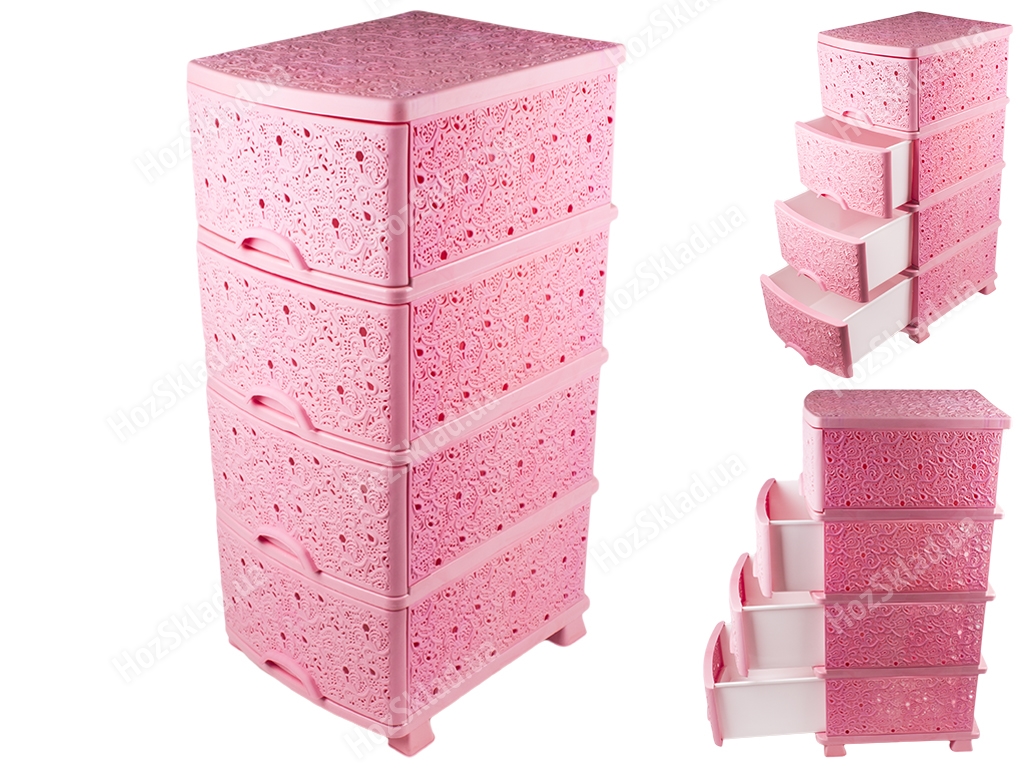 Комод Ажур - люкс (цвет - розовый) Efe plastics 47,5х37х91см