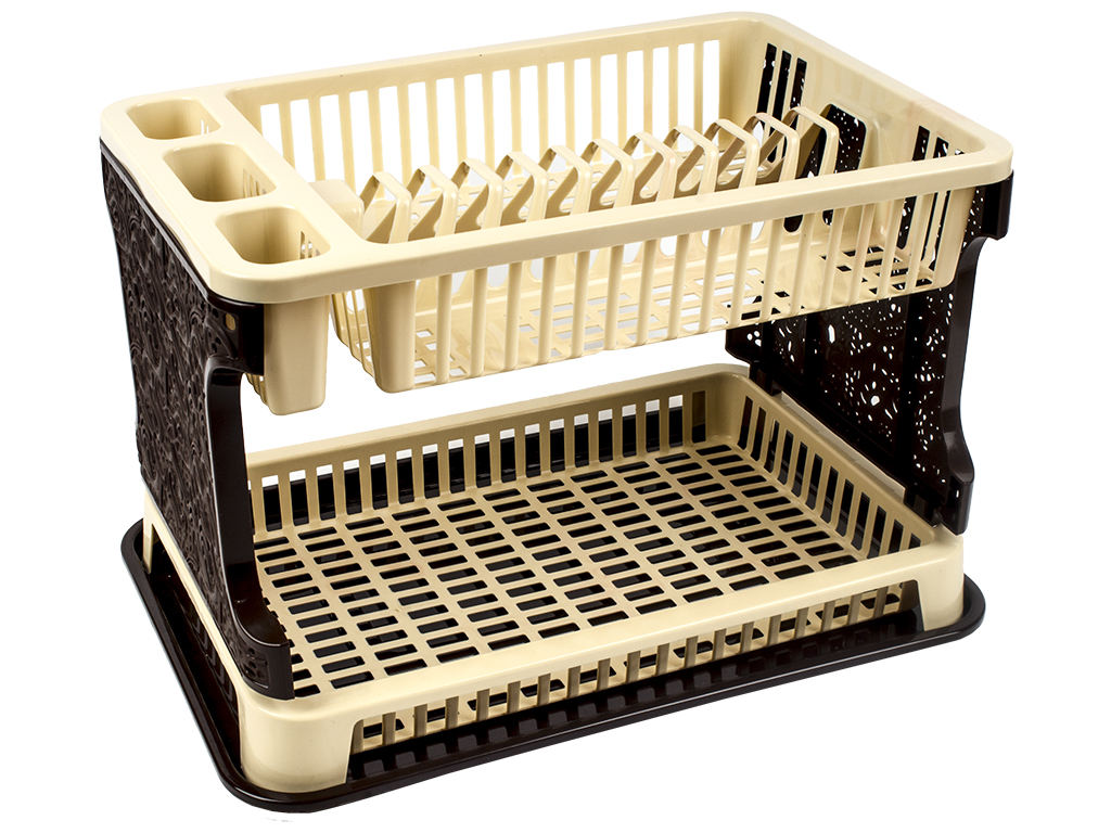 Сушилка для посуды "Ажур" (цвет - бежево-коричневый)  Efe plastics 42х28х28см