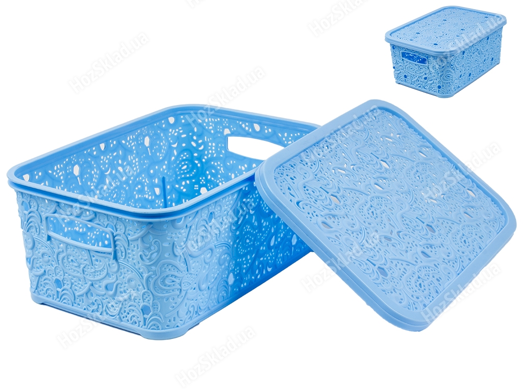 Корзина с крышкой Ажур (цвет - голубой) 6л Efe plastics