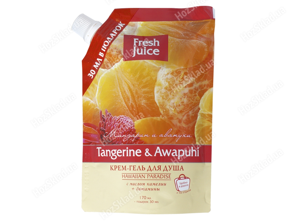 Крем-гель для душа Fresh Juice дой-пак Tangerine & Awapuhi мандарин и гавайский имбирь 200мл