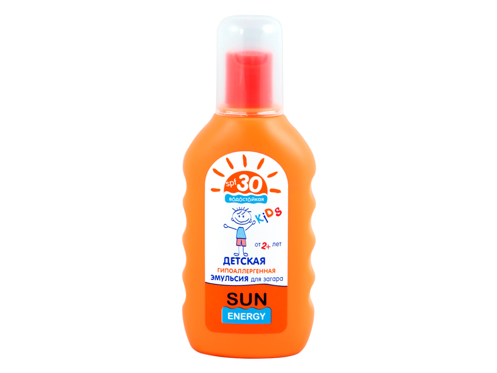 Детская гипоаллергенная эмульсия "Sun Energy" для загара водостойкая SPF 30, 150мл.