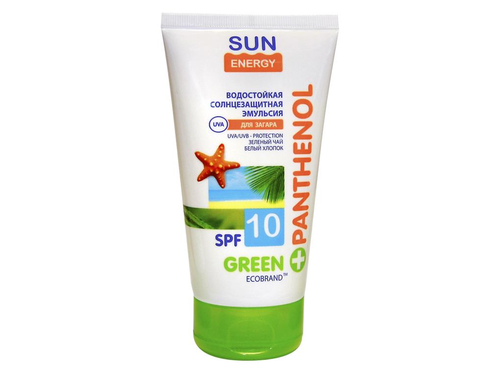 Водостойкая солнцезащитная эмульсия "Sun Energy" для загара SPF10 150мл
