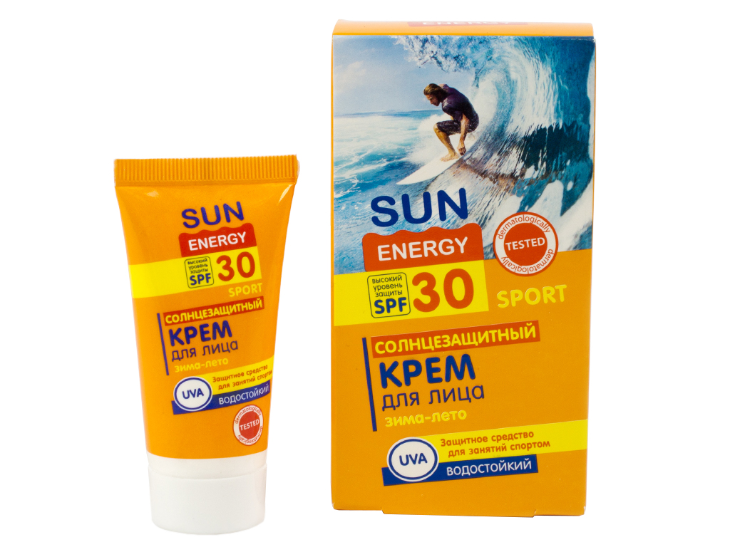 Солнцезащитный крем для лица "Sun Energy" Зима-Лето Sport SPF 30 водост. 30 мл