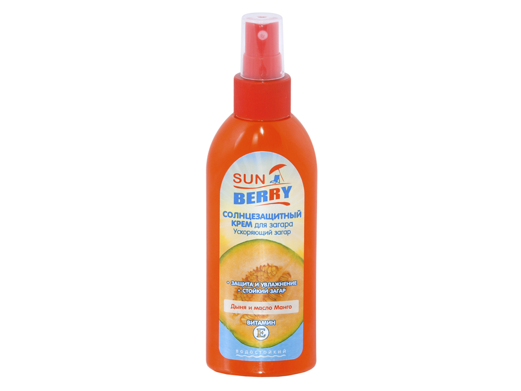 Солнцезащитный крем для загара "Sun Berry" ускоряющий загар Дыня и Манго 150 мл