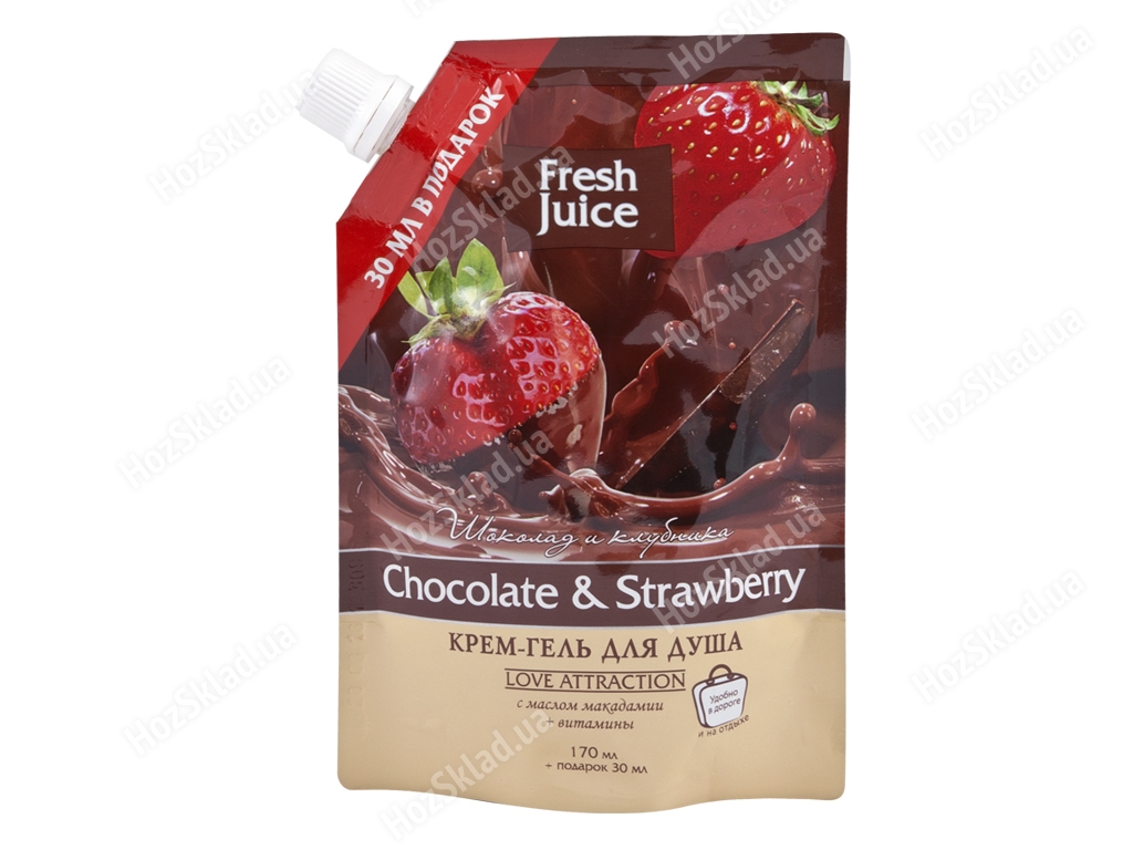 Крем-гель для душа Fresh Juice дой-пак Chocolate & Strawberry шоколад и клубника 200мл
