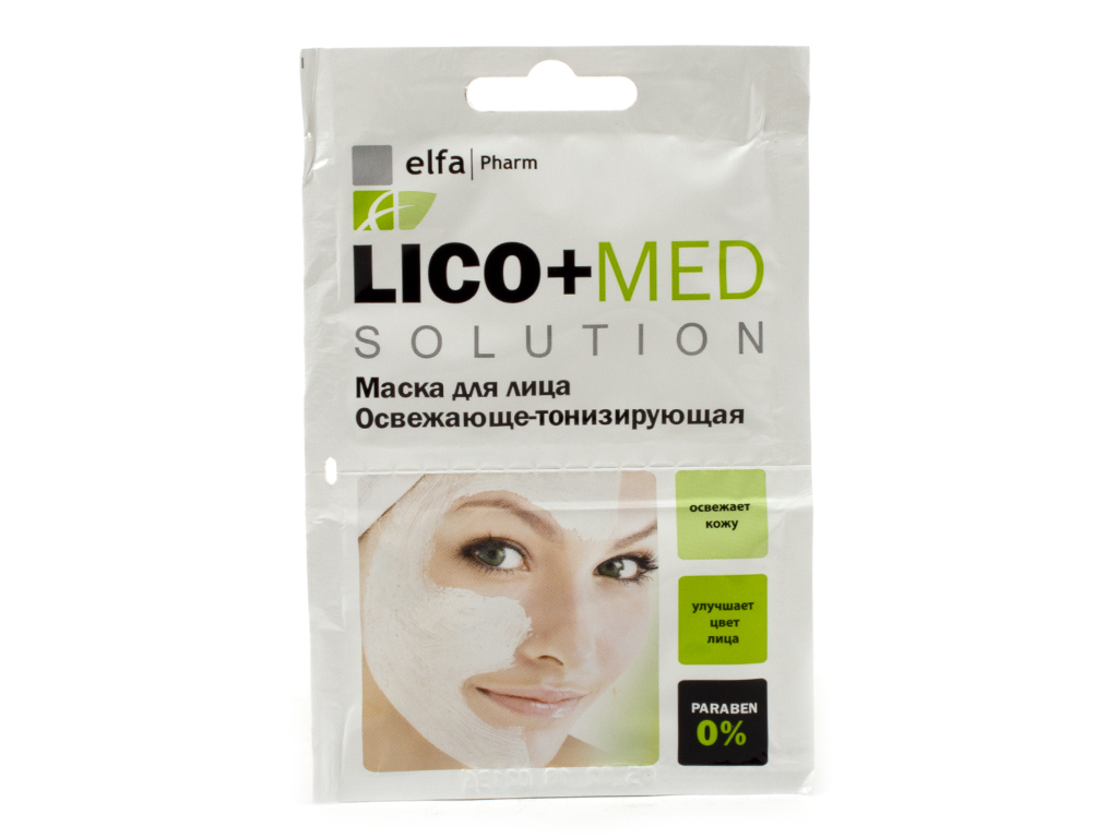 Маска для обличчя "Elfa Pharm" - Lico+Med освіжаюче-тонізуюча 20мл
