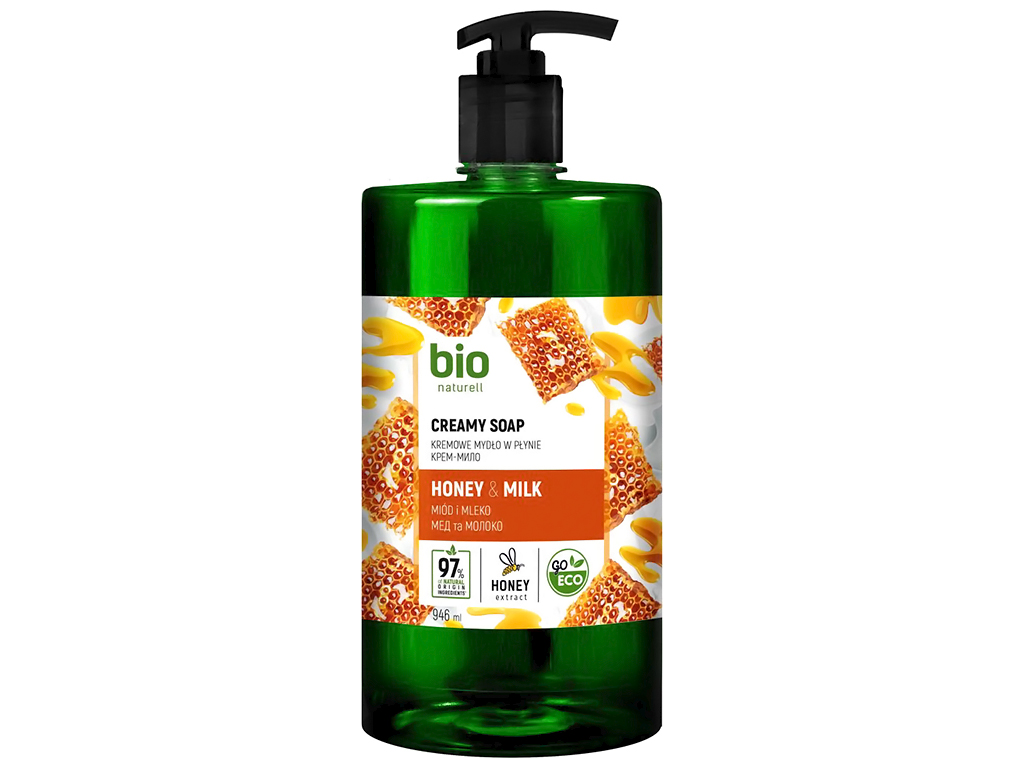 Крем-мило Bio Naturell, Мед з молоком, з помпою, 946мл