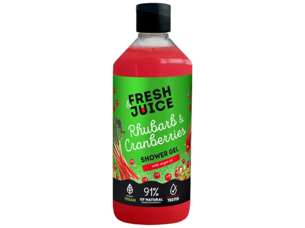 Гель для душа Fresh Juice, Rhubarb & Cranberries, с маслом арганы, аромат ягодный, 473мл
