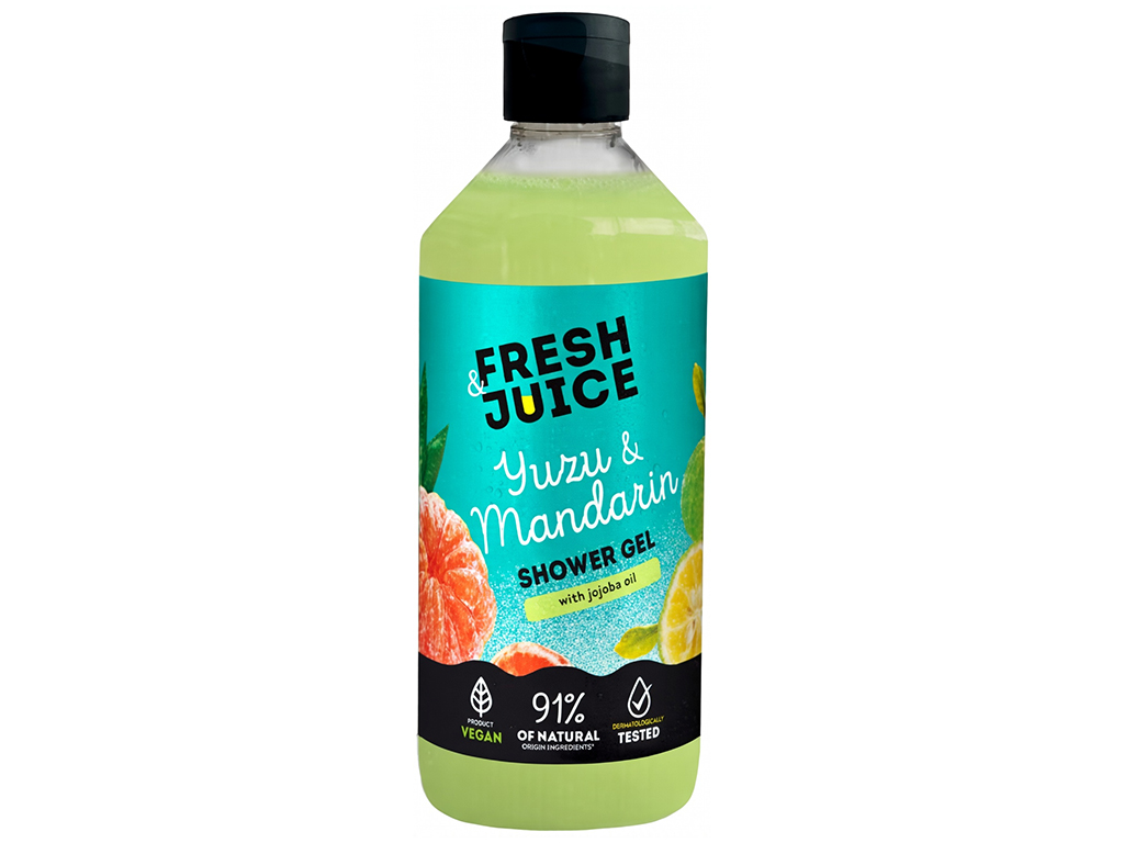 Гель для душа Fresh Juice, Yuzu & Mandarin, с маслом жожоба, аромат цитрусовый, 473мл