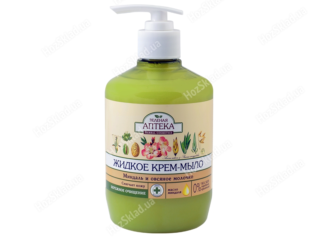 Жидкое мыло для рук Зеленая аптека Миндаль и овсяное молочко 460мл