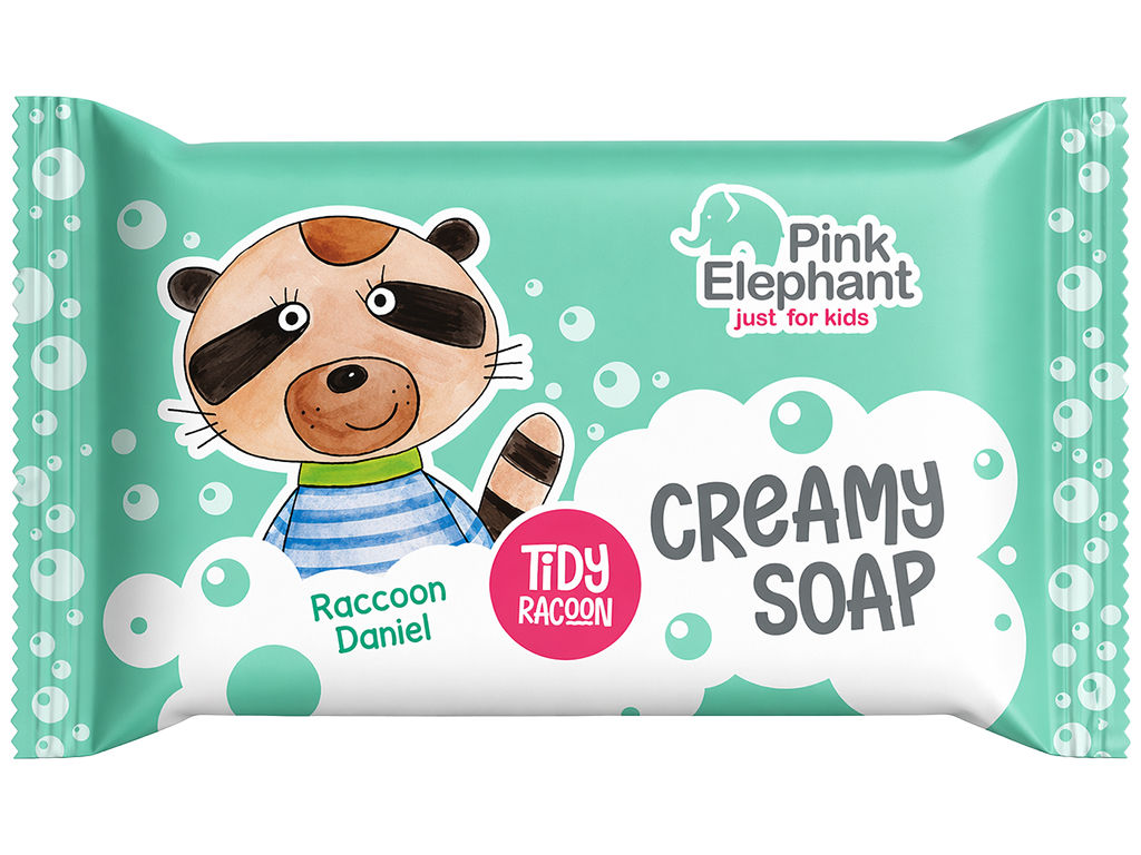 Мыло детское Pink Elephant Boys Raccoon Daniel, твёрдое, с глиной и маслом оливы, 90г