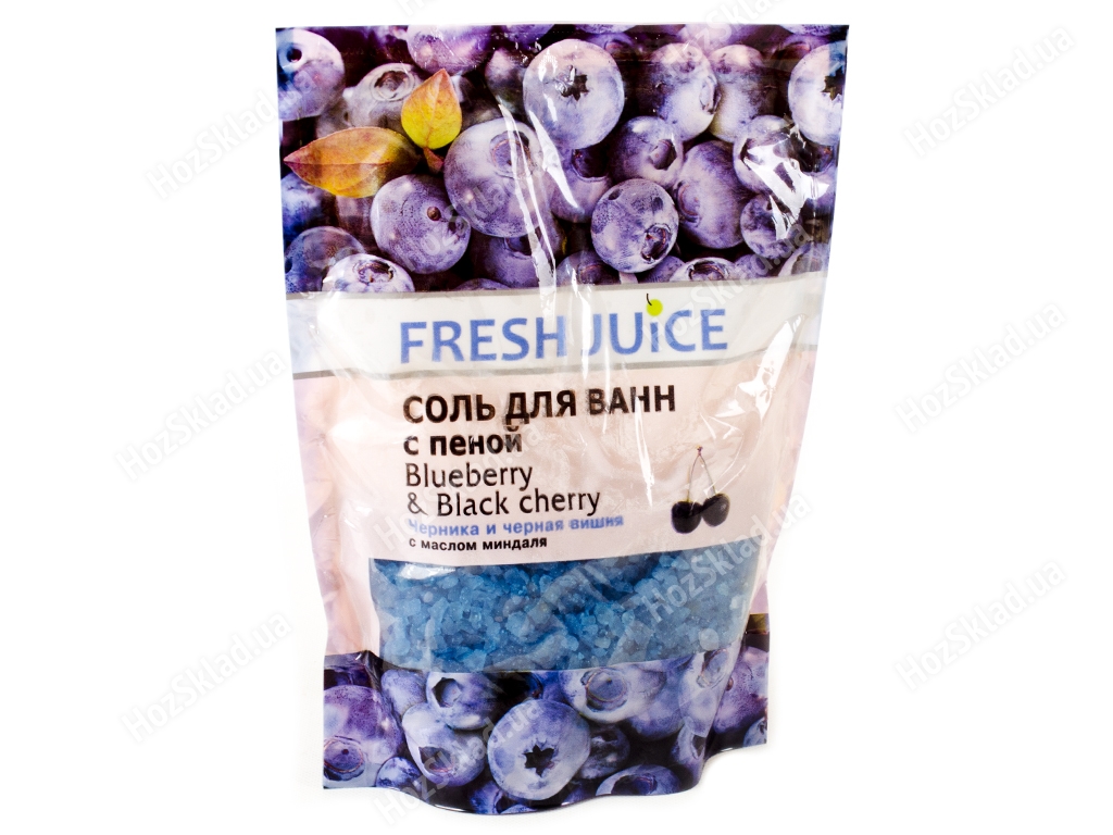 Соль для ванной Fresh juice Blueberry&black cherry с пеной дойпак 500мл