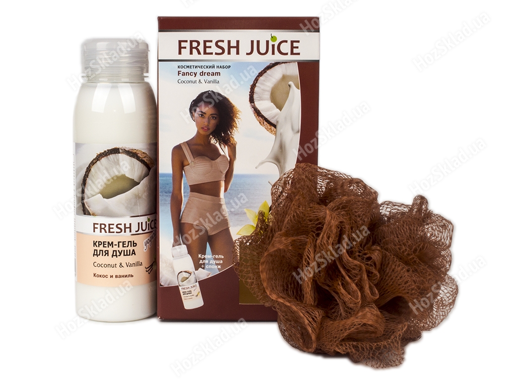 Набор косметический Fresh juice Fancy dream (Крем-гель для душа 300мл+Спонж массажный для тела)