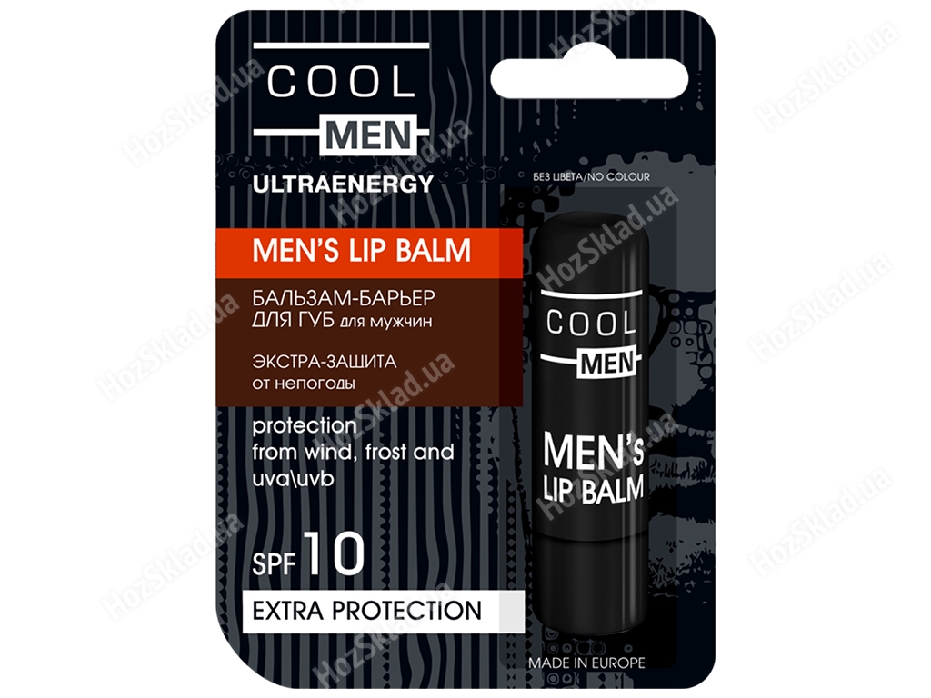 Мужской бальзам-барьер для губ, Cool Men Ultraenergy, Экстра-защита, SPF10, 4,8г