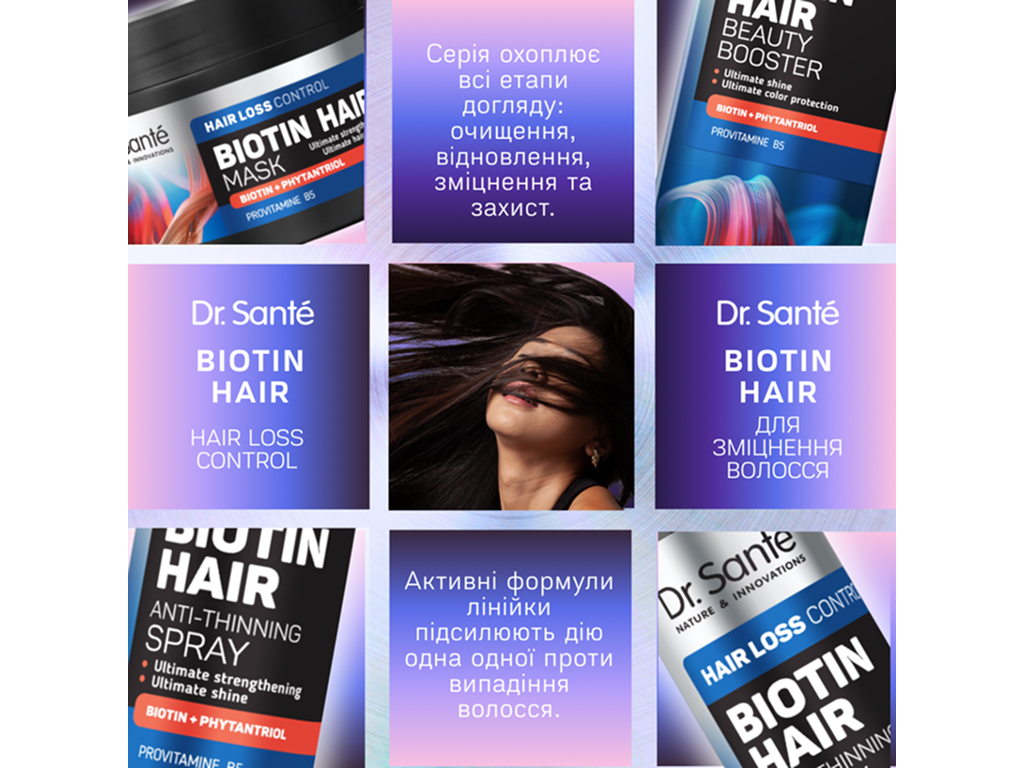 Маска для волосся Dr. Sante Biotin Hair Loss Control, з біотином і фітантріолом, 1 л
