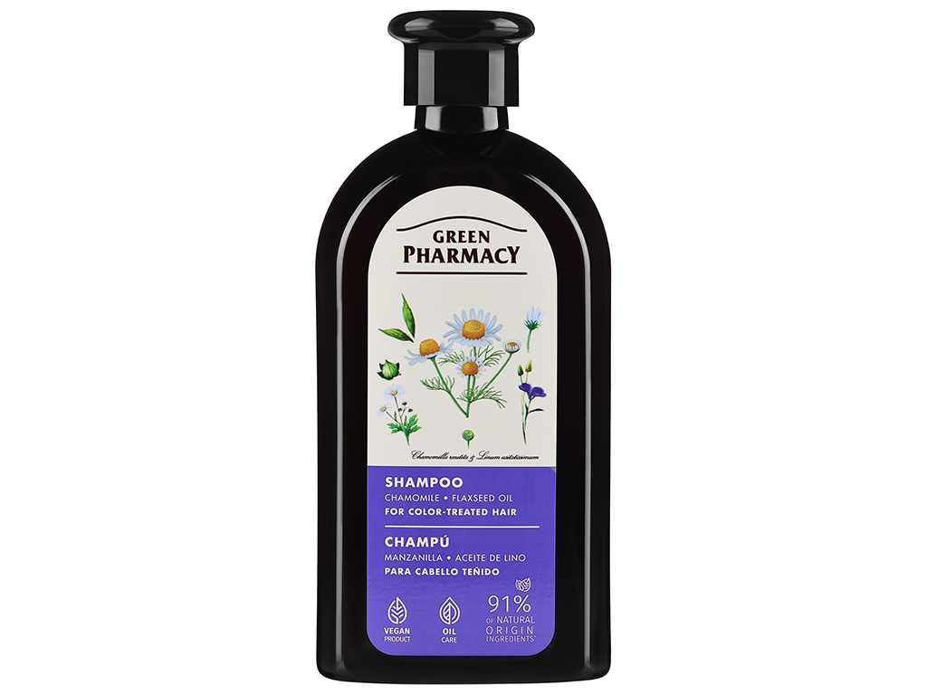 Шампунь для волос Green Pharmacy, с ромашкой и льняным маслом, для окрашенных и осветленных, 350мл