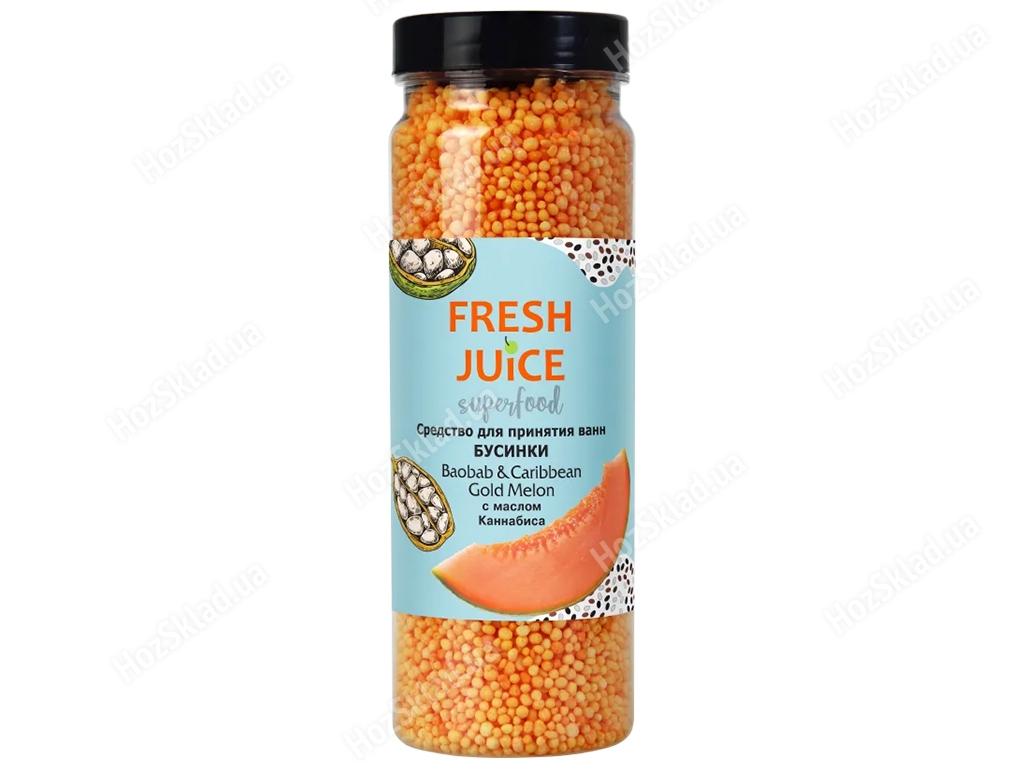 Засіб для ванн Fresh Juice Superfood Baobab&Caribbean Gold Melon Намистинки 450г