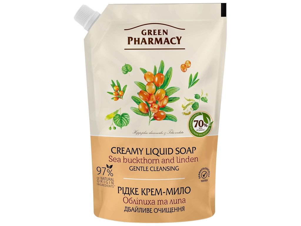 Жидкое крем-мыло для рук Green Pharmacy Облепиха и липа, 460 мл