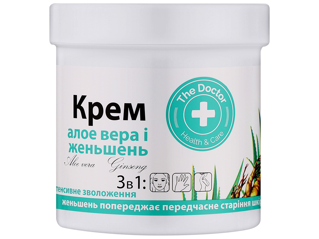 Крем для лица и тела The Doctor Алоэ вера и женьшень, с пантенолом и ниацинамидом, 250мл