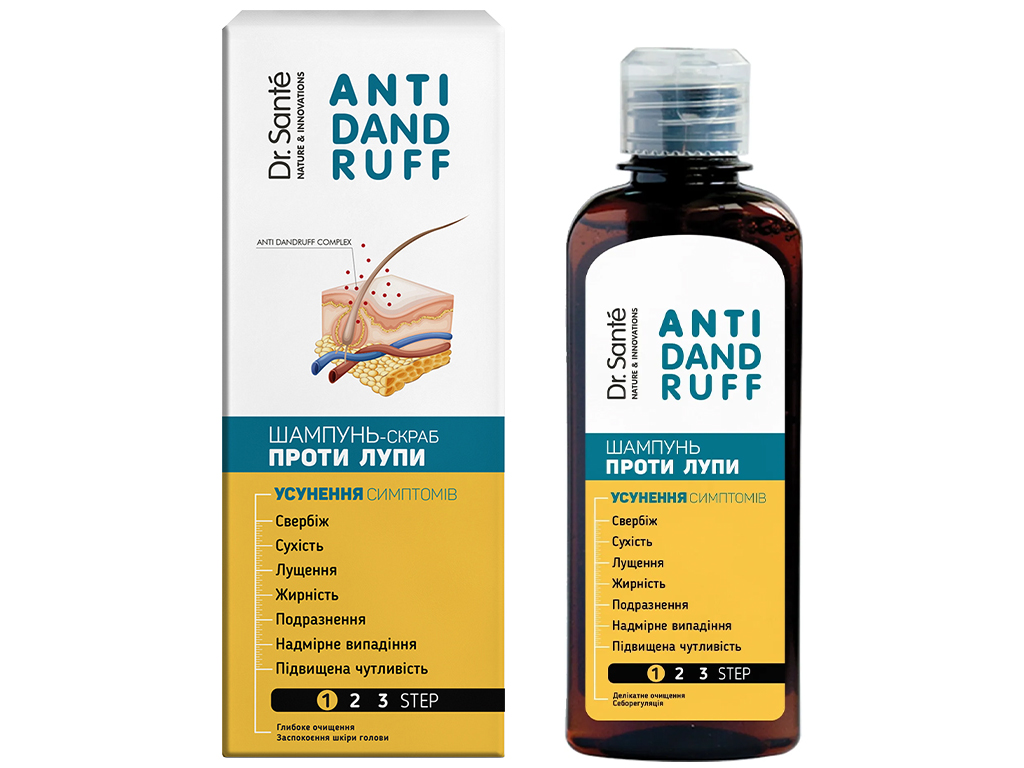 Шампунь для волосся Dr. Sante Anti Dandruff, з протигрибковим та себорегулюючим комплексом, 200мл