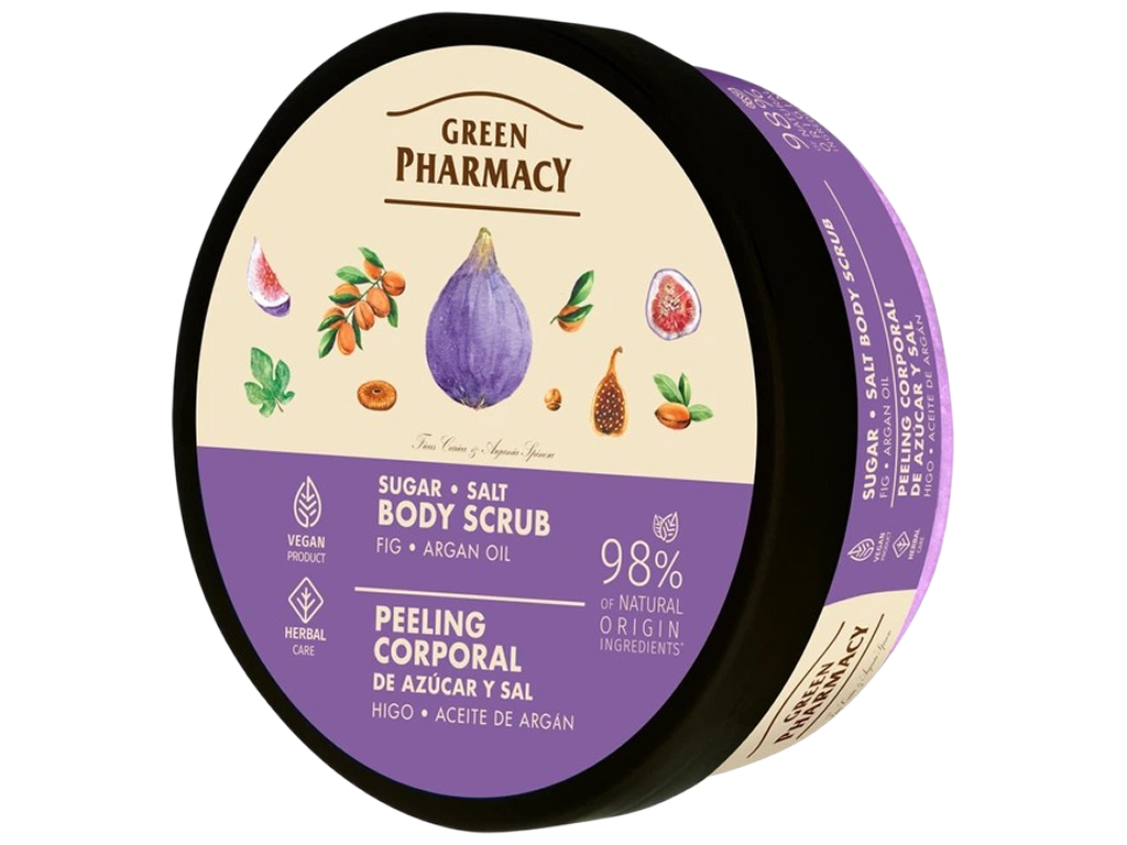 Скраб для тела Green Pharmacy, сахарно-солевой, с инжиром и аргановым маслом, 200мл