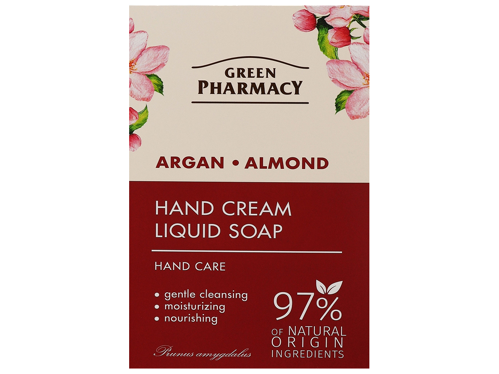 Набор Green Pharmacy, крем для рук и жидкое мыло, с миндалем и аргановым маслом, 100мл + 460мл