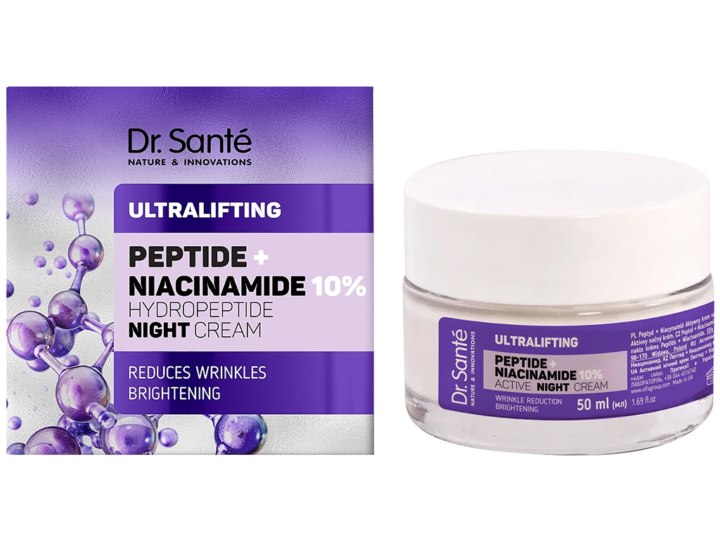Крем для обличчя Dr. Sante Ultralifting, нічний, з пептидами та ніацинамідом, 50мл
