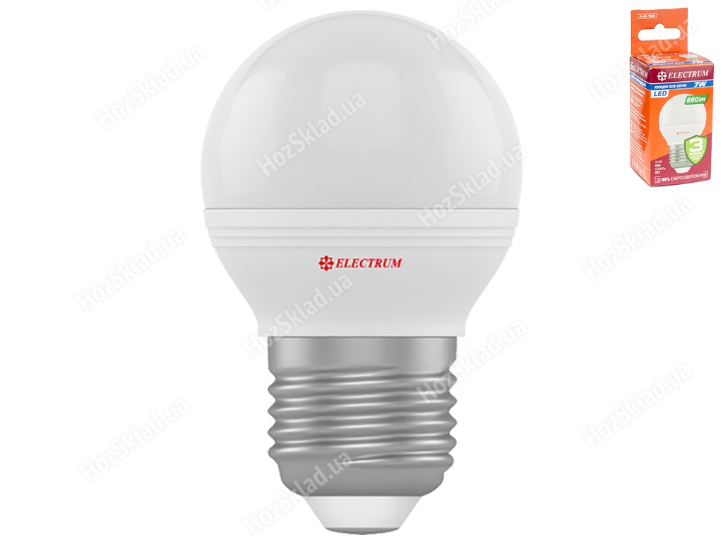 Лампа светодиодная шар Electrum Led A-LB-1865 G45 7W цоколь-Е27-стандарт, холодный белый свет