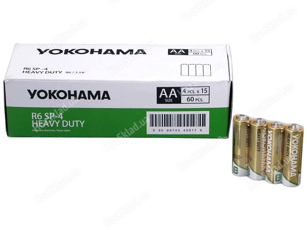 Батарейка солевая Yokohama Heavy Duty 1,5V, AA, R6 SP4 (цена за спайку 4шт) 5906874345917