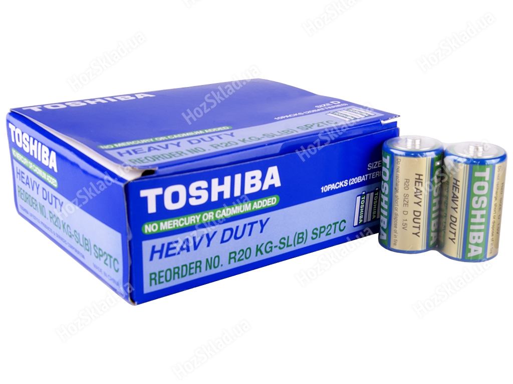 Батарейка солевая Toshiba Heavy Duty 1,5V, D, R20 (цена за спайку 2шт)